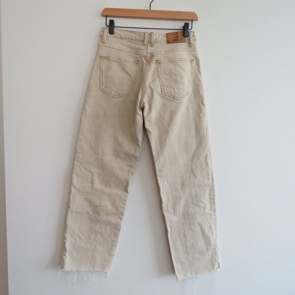 FREE PEOPLE WE THE FREE Risk Taker Mid Rise Jeans in Ecru Neutral Boho - Size 26 - Picture 9 of 14